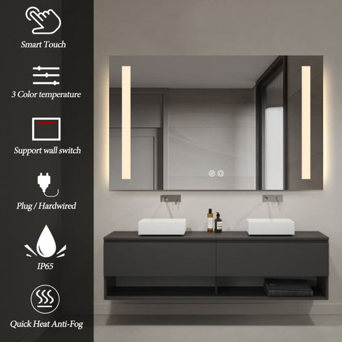Jade Frameless Double-Sided Frosted Frontlit LED Wall Mirror