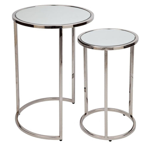 Tatiana Mirrored Nickel Nesting Side Tables