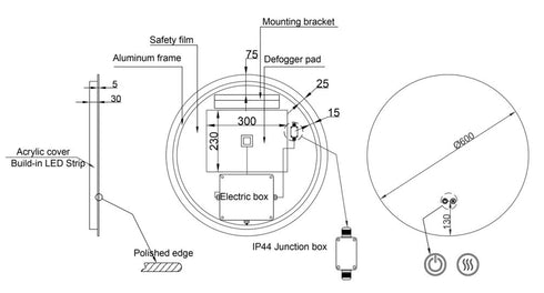 Alessio Anti-fog Backlit 3 Colour LED Round Bathroom Mirror With Optional Bluetooth