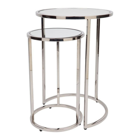 Tatiana Mirrored Nickel Nesting Side Tables