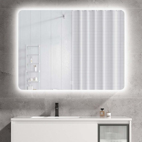 Ekaterina Rectangular Frameless Backlit LED Bathroom Mirror with Touch Switch