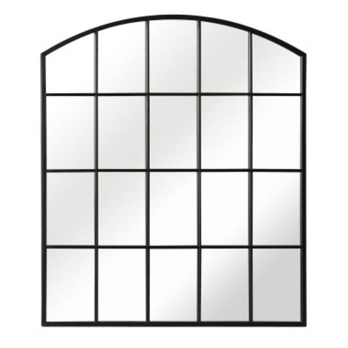 Nori Arched Grid Black Wall Mirror - Industrial Window Style Mirror