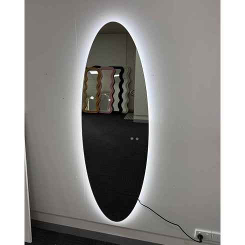 Tamworth Frameless Oval LED Wall Mirror - Tricolour Dimmable Glow Mirror