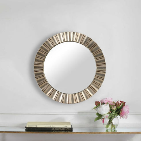 Marletta Antique Silver Round Wall Mirror