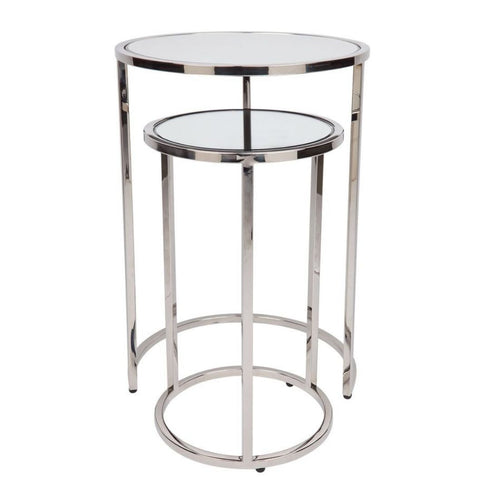 Tatiana Mirrored Nickel Nesting Side Tables