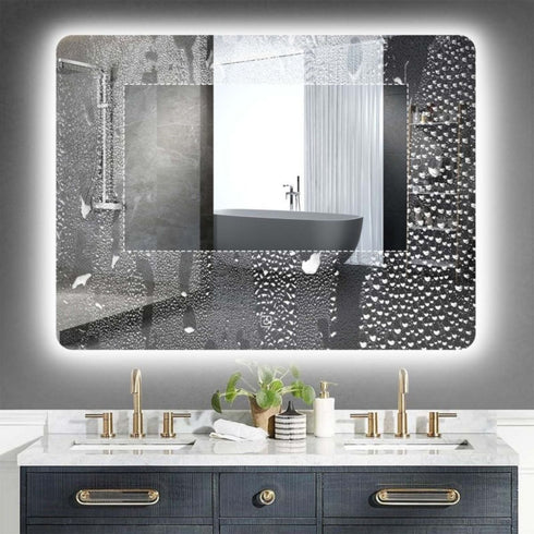 Ekaterina Rectangular Frameless Backlit LED Bathroom Mirror with Touch Switch
