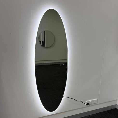 Tamworth Frameless Oval LED Wall Mirror - Tricolour Dimmable Glow Mirror