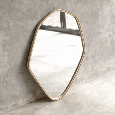 Merrick Teardrop Rattan Wall Mirror - Natural Organic Shape Decorative Mirror
