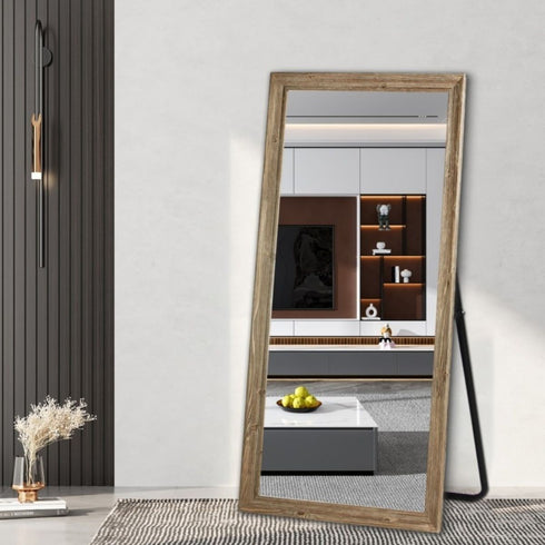 Jan Antique Wood Full Length Wall Mirror - Natural Freestanding Mirror