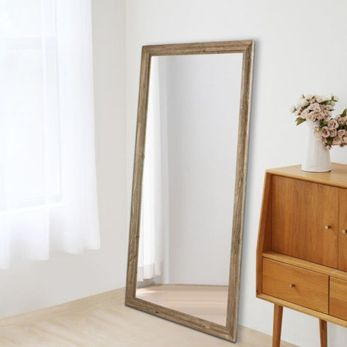 Jan Antique Wood Full Length Wall Mirror - Natural Freestanding Mirror