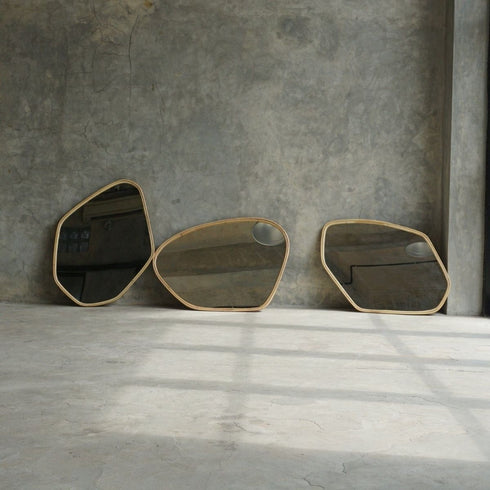 Merrick Teardrop Rattan Wall Mirror - Natural Organic Shape Decorative Mirror