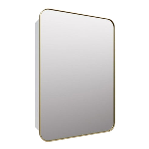 Amelia Rectangle Brushed Brass Mirror Cabinet