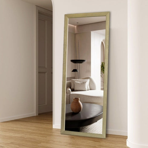 Olegas Full Length Wall Mirror - Modern Champagne Frame Floor Mirror