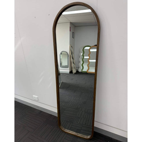 Moreton Arched Walnut Wood Full Length Wall Mirror