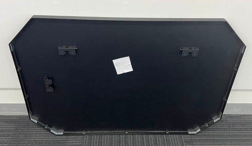 Back panel with secure wall-mounting hooks on black octagon mirror