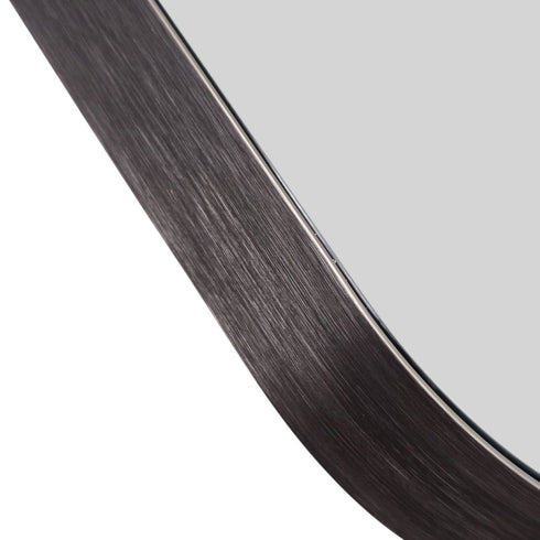 Graeme Aluminium Framed Rounded Corners Rectangular Brushed Gunmetal Bathroom Mirror