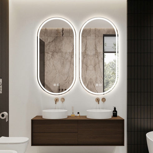Joule Frameless Oval 30mm LED Strip Bathroom Mirror with Defogger