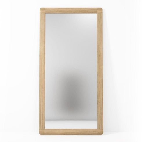 Hendrix Vintage Full Length Natural Wood Frame European Oak Floor Mirror with Rounded Edges