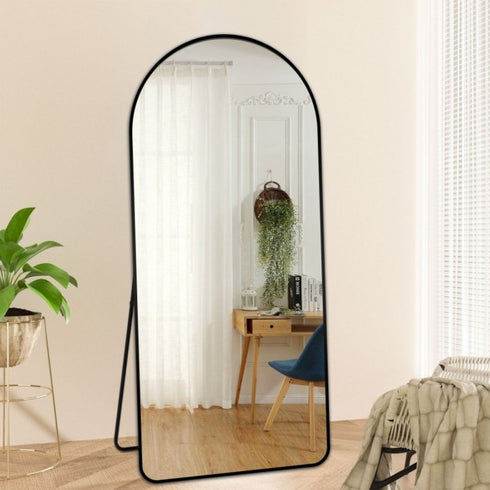 Hawthorn Arched Aluminium Black Frame Wall Mirror - Full Length Standing Mirror