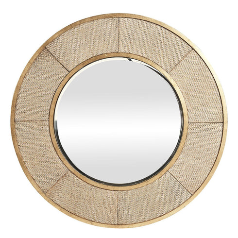 Kedar Round Rattan Gold Wall Mirror - Natural Textured Frame