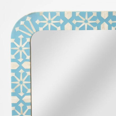 Aiza Bone Inlay Aqua & White Wall Mirror