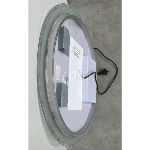 Wattleview Frosted LED Dimmable 25mm Strip Round Bathroom Mirror with Defogger