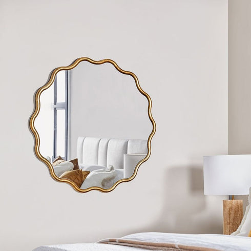 Kyle Antique Gold Round Wall Mirror