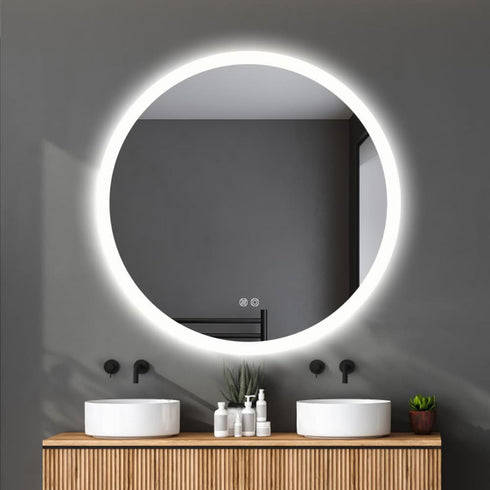 Lakelands Frosted LED Dimmable 30mm Strip Round Mirror with Defogger