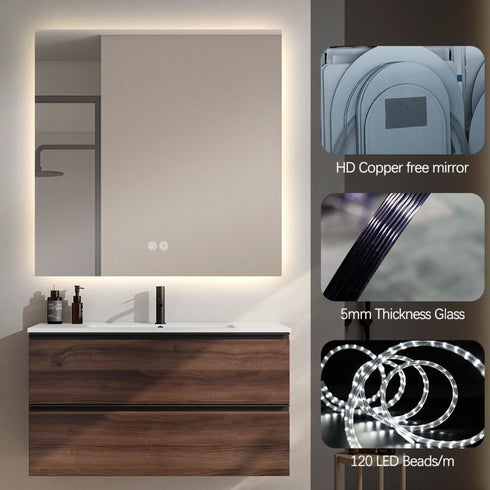 Lorne Frameless Backlit LED Square Bathroom Mirror
