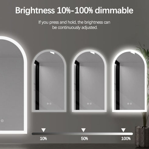 Winton Frameless Arched Frosted Anti Fog LED Bathroom Mirror