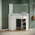 Evora White Corner Dressing Table with Triple Mirror & Storage - Makeup Vanity with Drawers