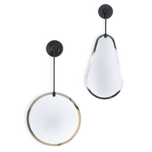 Nerida Round Drop Wall Mirror with Black Metal Clip