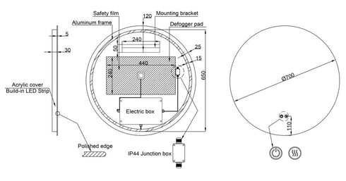 Alessio Anti-fog Backlit 3 Colour LED Round Bathroom Mirror With Optional Bluetooth