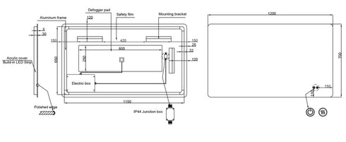 Salvatore Rectangle Antifog 3 Colour LED Backlit Bathroom Mirror With Optional Bluetooth