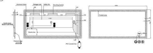 Dario Rectangle Antifog 3 Colour LED Frontlit and Backlit Bathroom Mirror With Optional Bluetooth