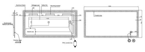 Dario Rectangle Antifog 3 Colour LED Frontlit and Backlit Bathroom Mirror With Optional Bluetooth
