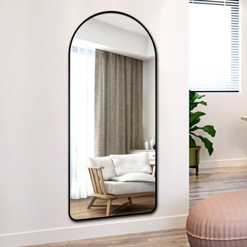 Hawthorn Arched Aluminium Black Frame Wall Mirror - Full Length Standing Mirror