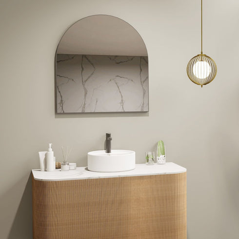 Allan Aluminium Framed Arched Brushed Gunmetal Bathroom Mirror