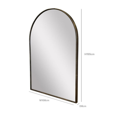 Vivienne Arched Brass Wall Mirror
