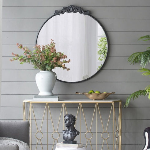 Beatrice Round Wall Mirror Black