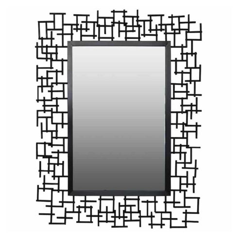 Matte black edge detail of luxury rectangular wall mirror