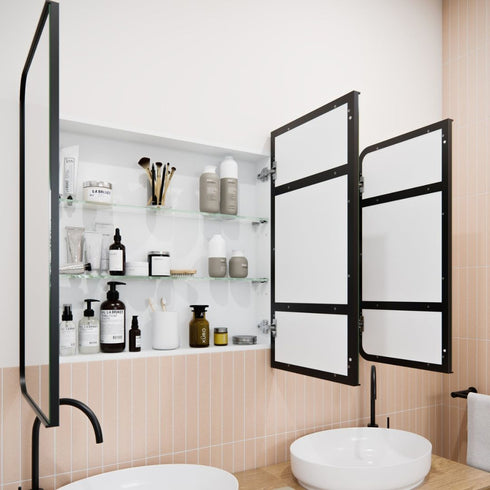 Zania Black 3-Door Bathroom Mirror Cabinet