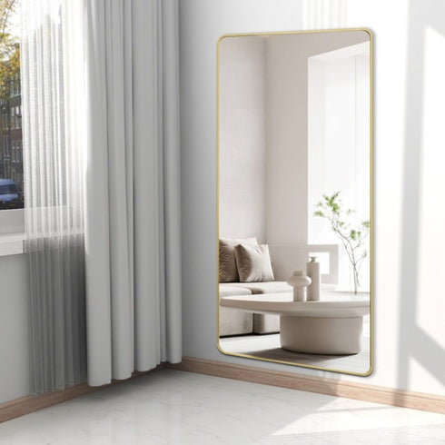 Vivian Aluminium Full Length Gold Wall Mirror - Modern Freestanding Mirror