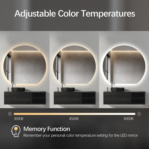 Sol Frameless Crescent Moon Backlit LED Wall Mirror