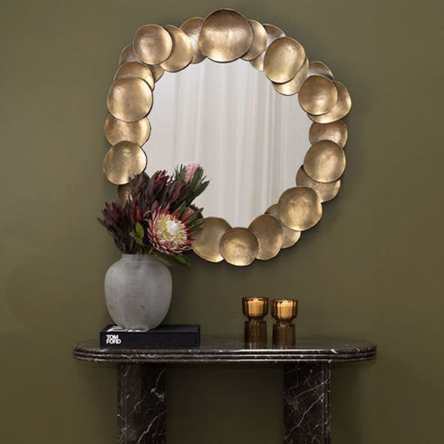 Haidee Gold Round Wall Mirror