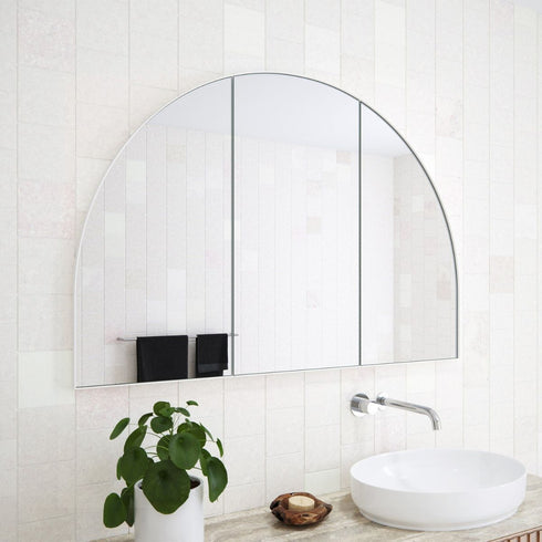 Myli 3-Door Arch White Mirror Cabinet