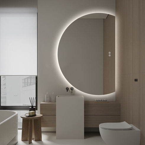 Kirribilli Frameless Right Cut Moon Anti Fog Backlit LED Wall Mirror