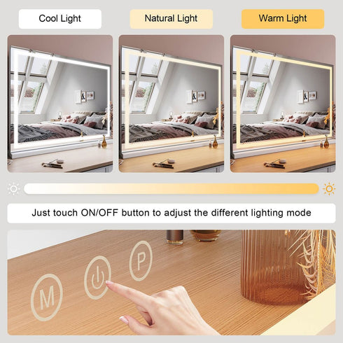 Ainsley Hollywood 3 Color LED Light Makeup Mirror With USB Charge