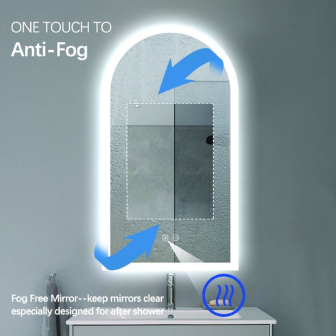 Winton Frameless Arched Frosted Anti Fog LED Bathroom Mirror