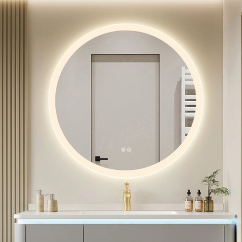 Lakelands Frosted LED Dimmable 30mm Strip Round Mirror with Defogger